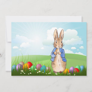 Tarjeta Festiva Conejo de cuento clásico huevos de Pascua