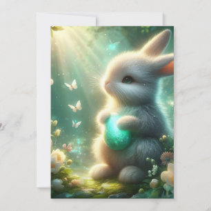 Tarjeta Festiva Conejo de huevo del bosque mágico del bosque