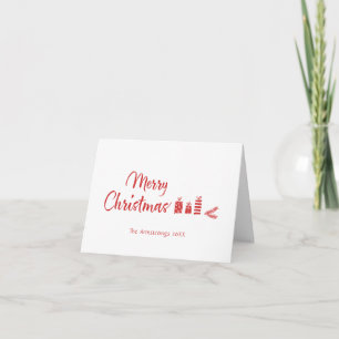 Tarjeta Festiva Conejo de invierno de arte popular nórdico de Navi
