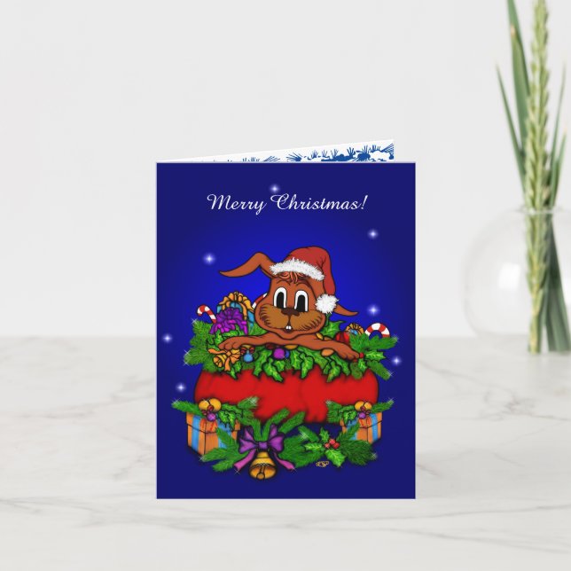 Tarjeta Festiva Conejo de navidades (Anverso)