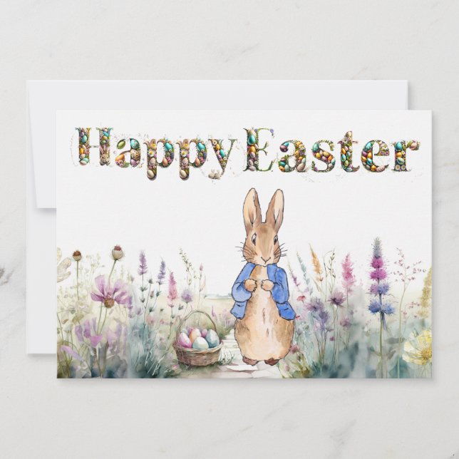 Tarjeta Festiva conejo de Pascua (Anverso)