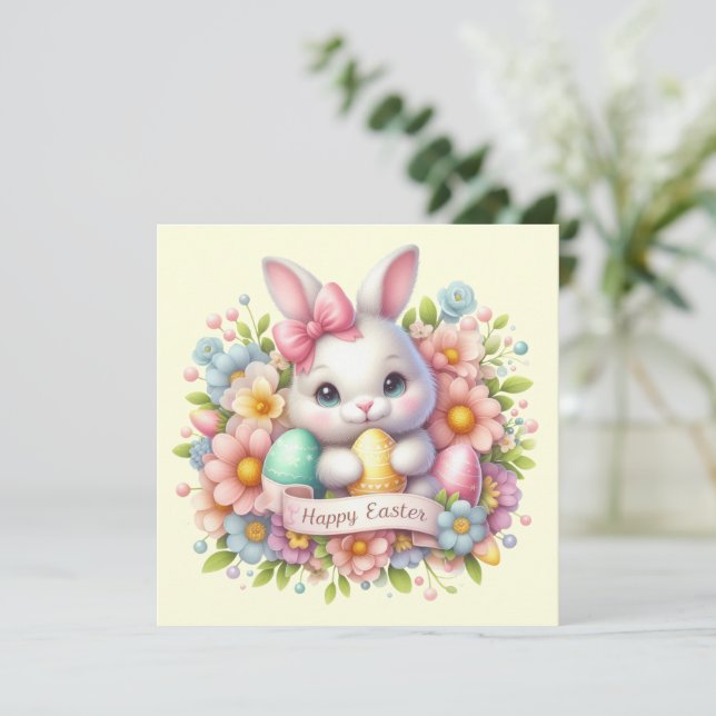 Tarjeta Festiva Conejo de Pascua (Anverso de pie)