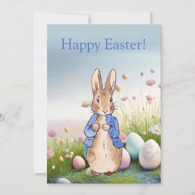 Tarjeta Festiva conejo de Pascua (Anverso)