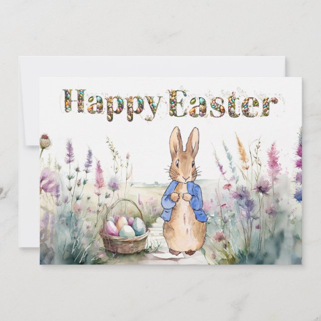 Tarjeta Festiva conejo de Pascua (Anverso)