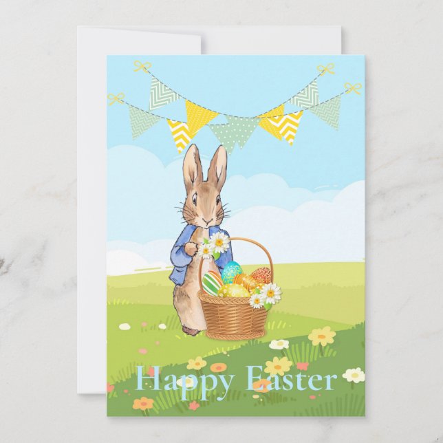 Tarjeta Festiva conejo de Pascua (Anverso)