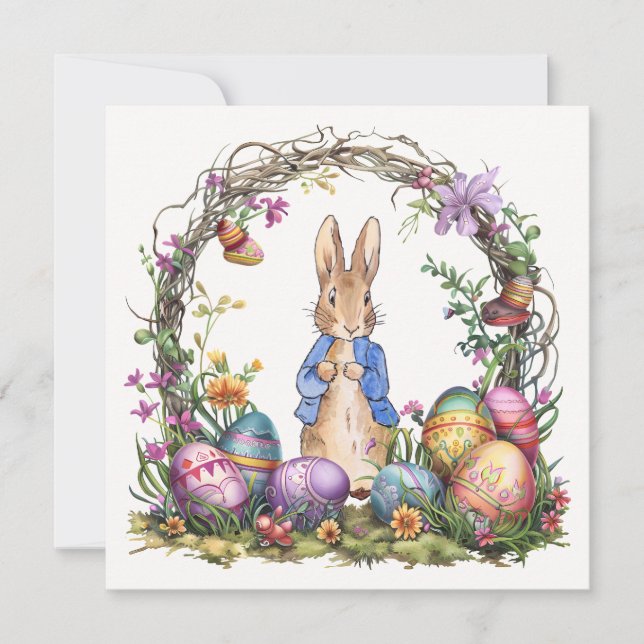 Tarjeta Festiva Conejo de Pascua (Anverso)