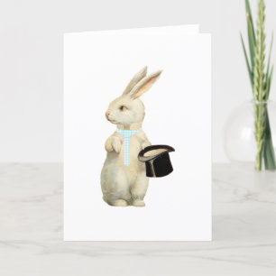 Tarjeta Festiva Conejo de Pascua con Blue Gingham Tie