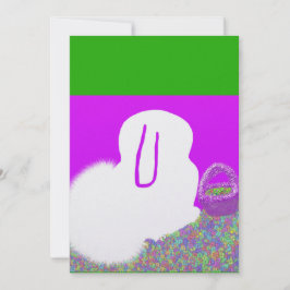 Tarjeta Festiva Conejo de Pascua con flores