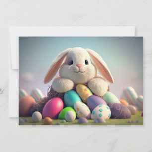 Tarjeta Festiva Conejo de Pascua con huevos de Pascua