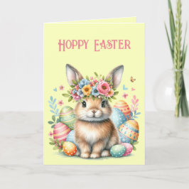 Tarjeta Festiva Conejo de Pascua con huevos de Pascua y carta de f