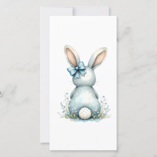 Tarjeta Festiva Conejo de Pascua Cottontail cola de conejo azul co