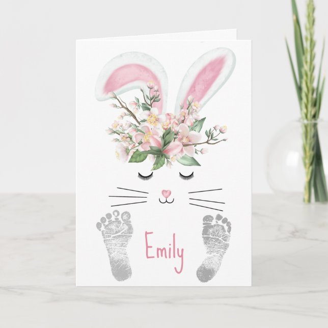 Tarjeta Festiva Conejo de Pascua de Nieta (Anverso)