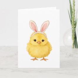 Tarjeta Festiva Conejo de Pascua de pollito de acuarela