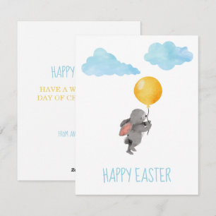 Tarjeta Festiva Conejo de Pascua en acuarela