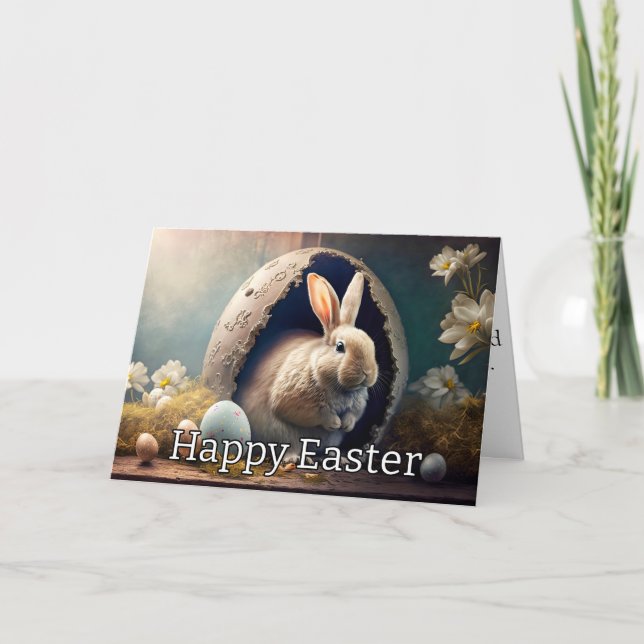Tarjeta Festiva Conejo de Pascua Feliz (Anverso)