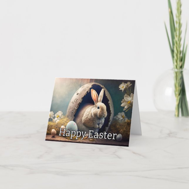 Tarjeta Festiva Conejo de Pascua Feliz (Anverso)