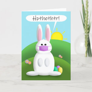 Tarjeta Festiva Conejo de Pascua Feliz con Máscara Facial Humor Pa