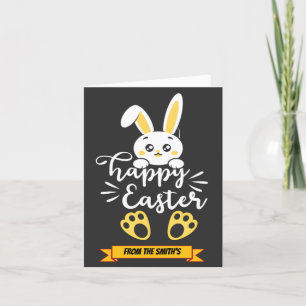 Tarjeta Festiva Conejo de Pascua Feliz con pinturas amarillas