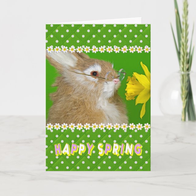 Tarjeta Festiva Conejo de Pascua Feliz de Primavera (Anverso)