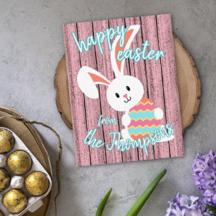 Tarjeta Festiva Conejo de Pascua Feliz personalizado con Huevo de 