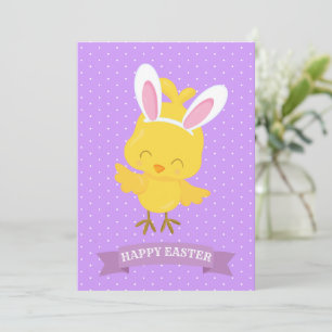Tarjeta Festiva Conejo de Pascua Feliz Pollito Orejas de Conejo Mo