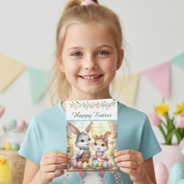 Tarjeta Festiva Conejo de Pascua Feliz & Saludo de Huevos 