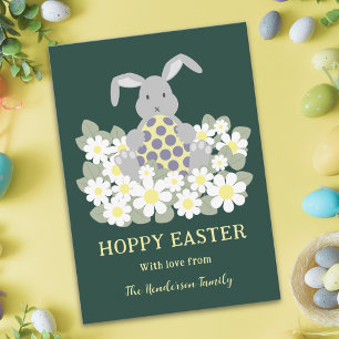 Tarjeta Festiva Conejo de Pascua Floral Saltarín Lindo Personaliza