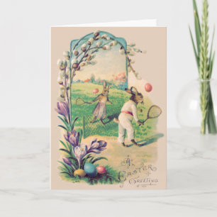 Tarjeta Festiva Conejo de Pascua Huevo de Colores de Algodón para 
