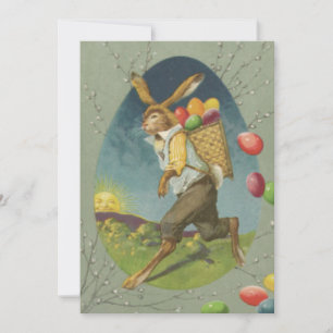 Tarjeta Festiva Conejo de Pascua Huevo de Colores Sol