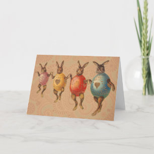 Tarjeta Festiva Conejo de Pascua Huevos Bailando