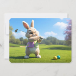 Tarjeta Festiva Conejo de Pascua jugando golf en Lowcountry
