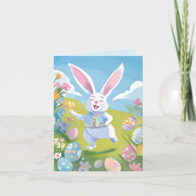 Tarjeta Festiva Conejo de Pascua | Pastel silvestre Cute Easter (Anverso)