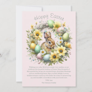 Tarjeta Festiva Conejo de Pascua Personalizado Acuarela