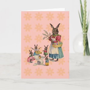 Tarjeta Festiva Conejo de Pascua Pollo Conejo Huevos