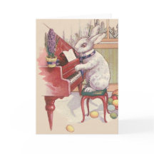 Conejo de Pascua tocando el piano Hyacinth