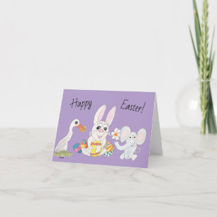 Tarjeta Festiva Conejo de Pascua y Amigos