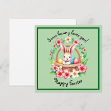 Conejo de Pascua y cesta de huevos