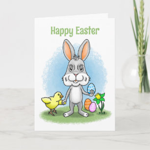Tarjeta Festiva Conejo de Pascua y la gallina