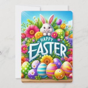 Tarjeta Festiva Conejo de primavera/Semana Santa con huevo