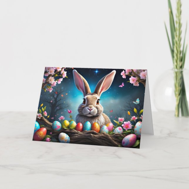 Tarjeta Festiva Conejo feliz de Pascua (Anverso)