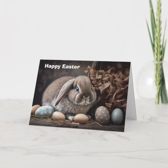 Tarjeta Festiva Conejo feliz de Pascua (Reverso)
