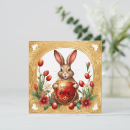 Tarjeta Festiva Conejo Feliz de Pascua