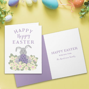 Tarjeta Festiva Conejo Floral Lindo de Pascua Feliz Hoppy Personal