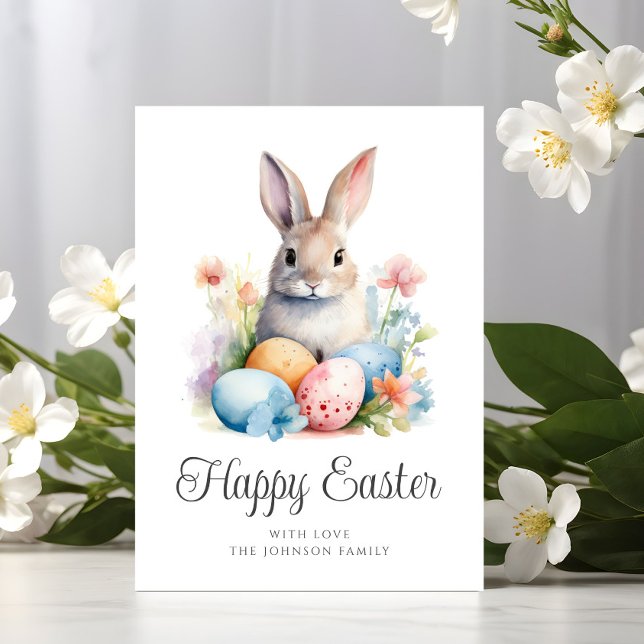 Tarjeta Festiva Conejo lindo Feliz Pascua (Cute Bunny Happy Easter Holiday Card)