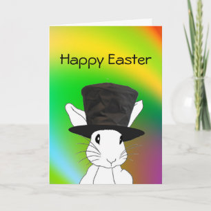 Tarjeta Festiva Conejo o la carta de pascua con el arcoiris de hue