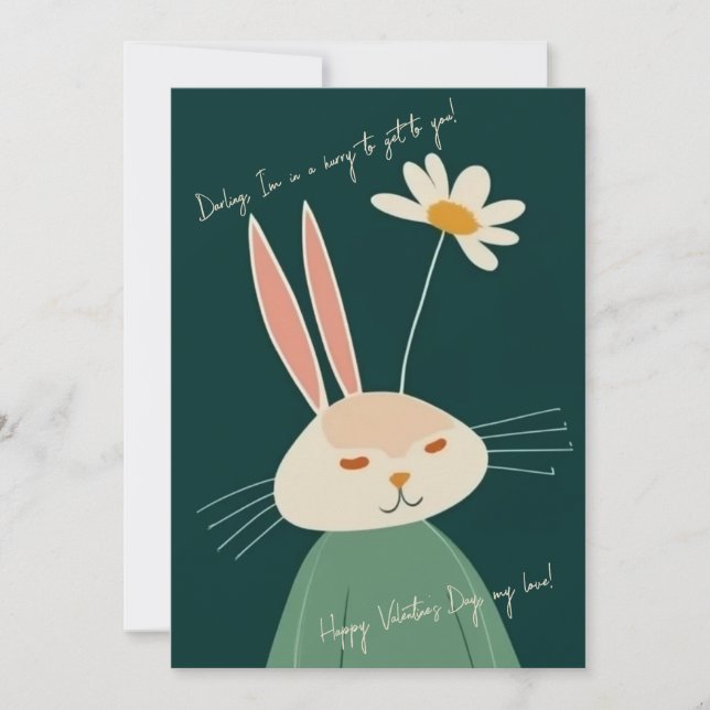 Tarjeta Festiva conejo personalizado, El día de San Valentín (Anverso)