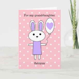 Tarjeta Festiva Conejo Pink Polka Dot Purple Easter