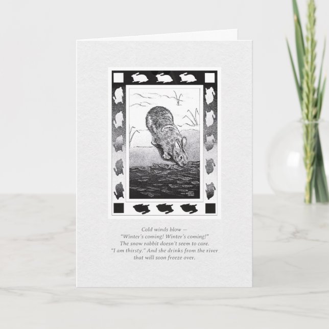 Tarjeta Festiva Conejo por Agua "¡El invierno se acerca!" Fiesta D (Anverso)