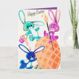 Tarjeta Festiva Conejo Retro Vintage Easter