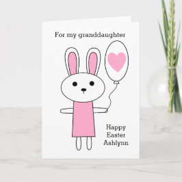 Tarjeta Festiva Conejo rosa Feliz Nieta de Pascua